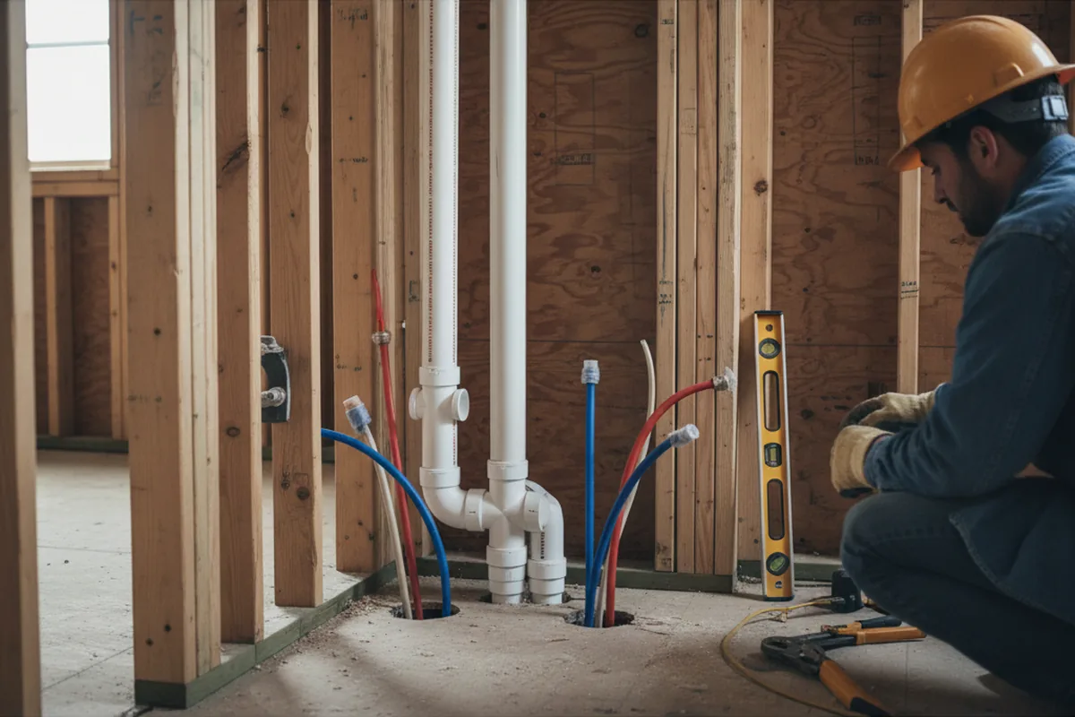 Drain and supply rough-in during Drain Cleaning in Bassett